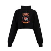 USC Trojans Women's Hype and Vice Black Cutoff Mock Neck 1/2 Zip Top